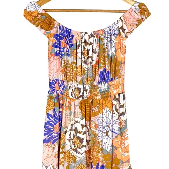 Anthro Abel The Label Pastel Romance Floral Tiered Peasant Maxi Dress Size M - Picture 3 of 11